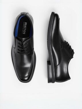 Kenneth Cole Reaction Mike Black Faux Leather Lace-Up Oxfords Size 10.5